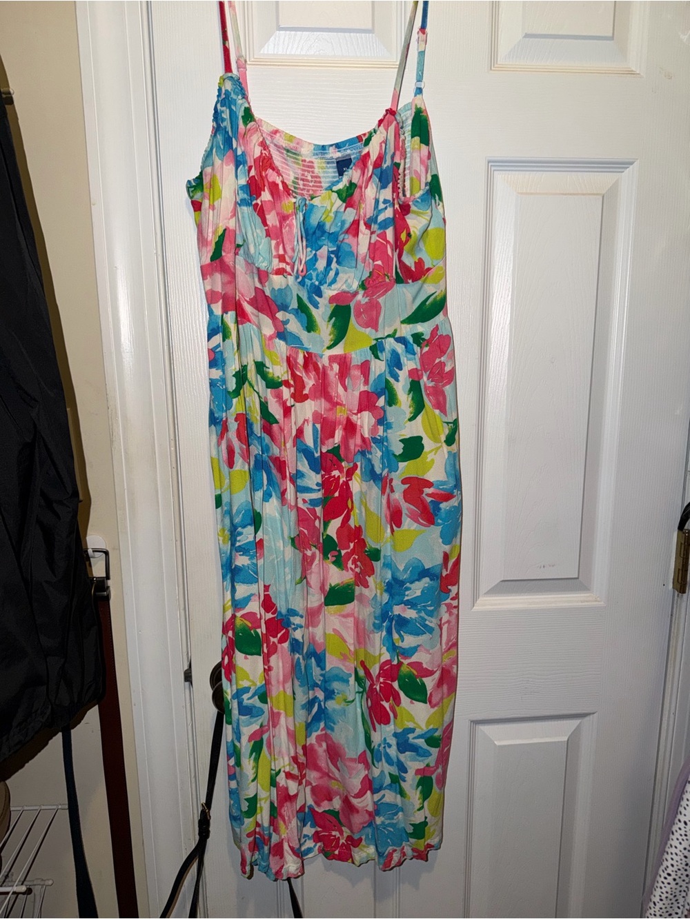 Old Navy Floral Spaghetti-Strap Maxi Dress in Pink, Blue & Green
